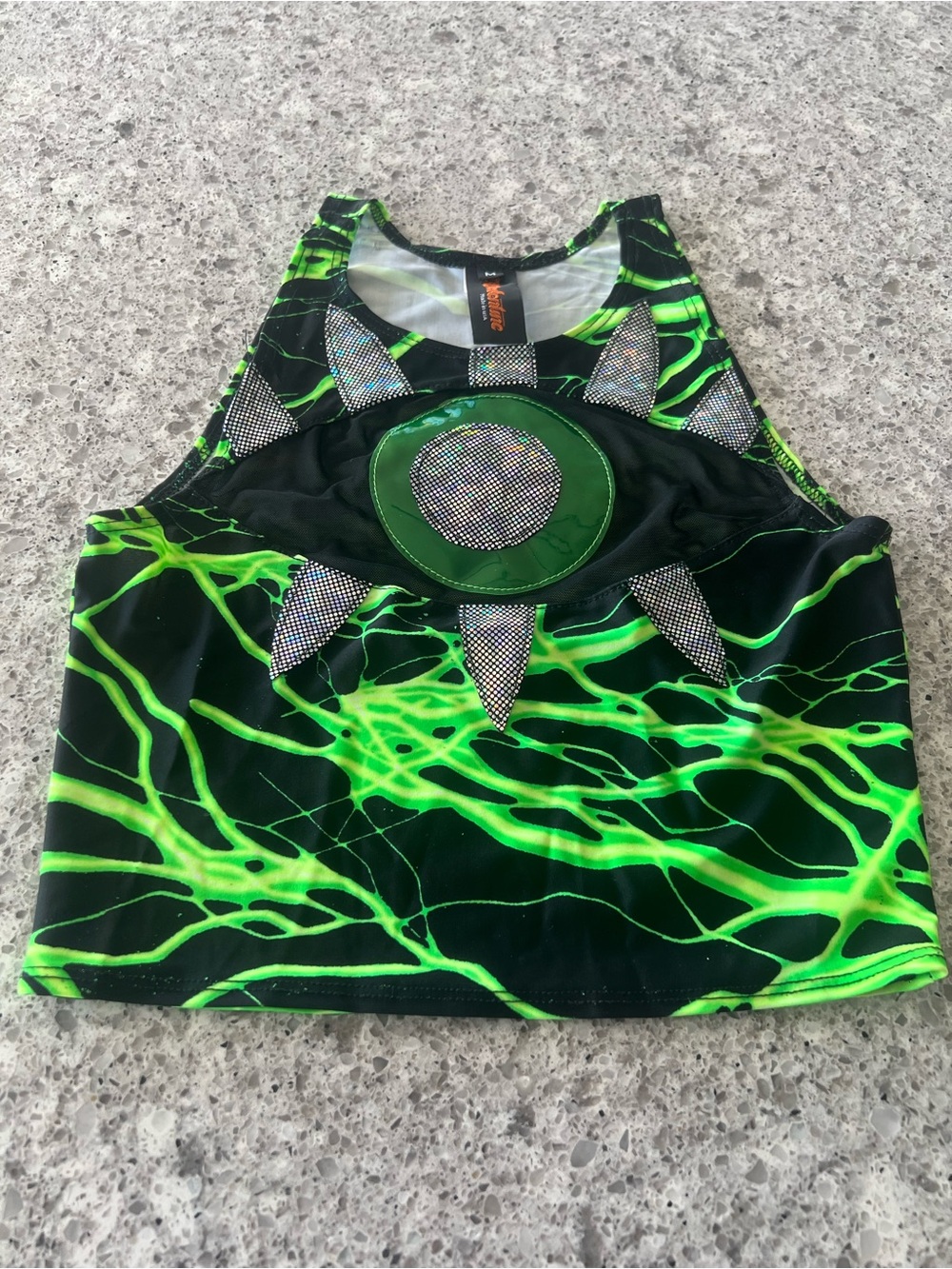 Vintage J Valentine Lightning Print Crop Tank Top - Halloween Rave